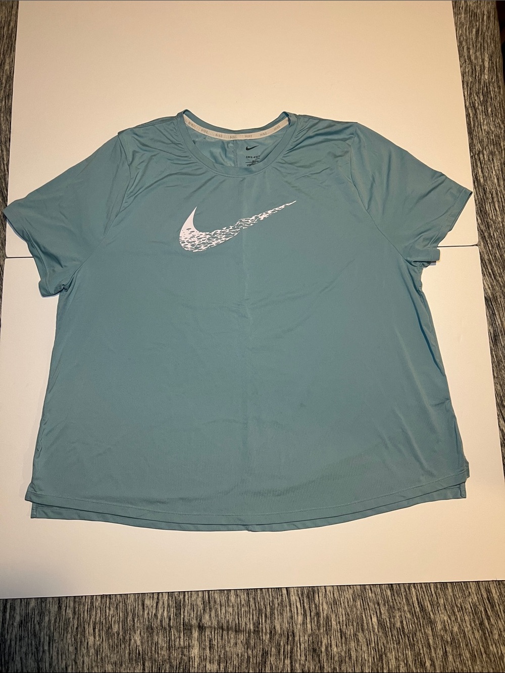 Nike Light Teal Short Sleeve Performance Tee with White Swoosh